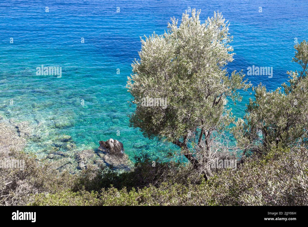 Vacation concept. Seashore landscape. Unspoilt seashore. Aegean coast, datca Stock Photo