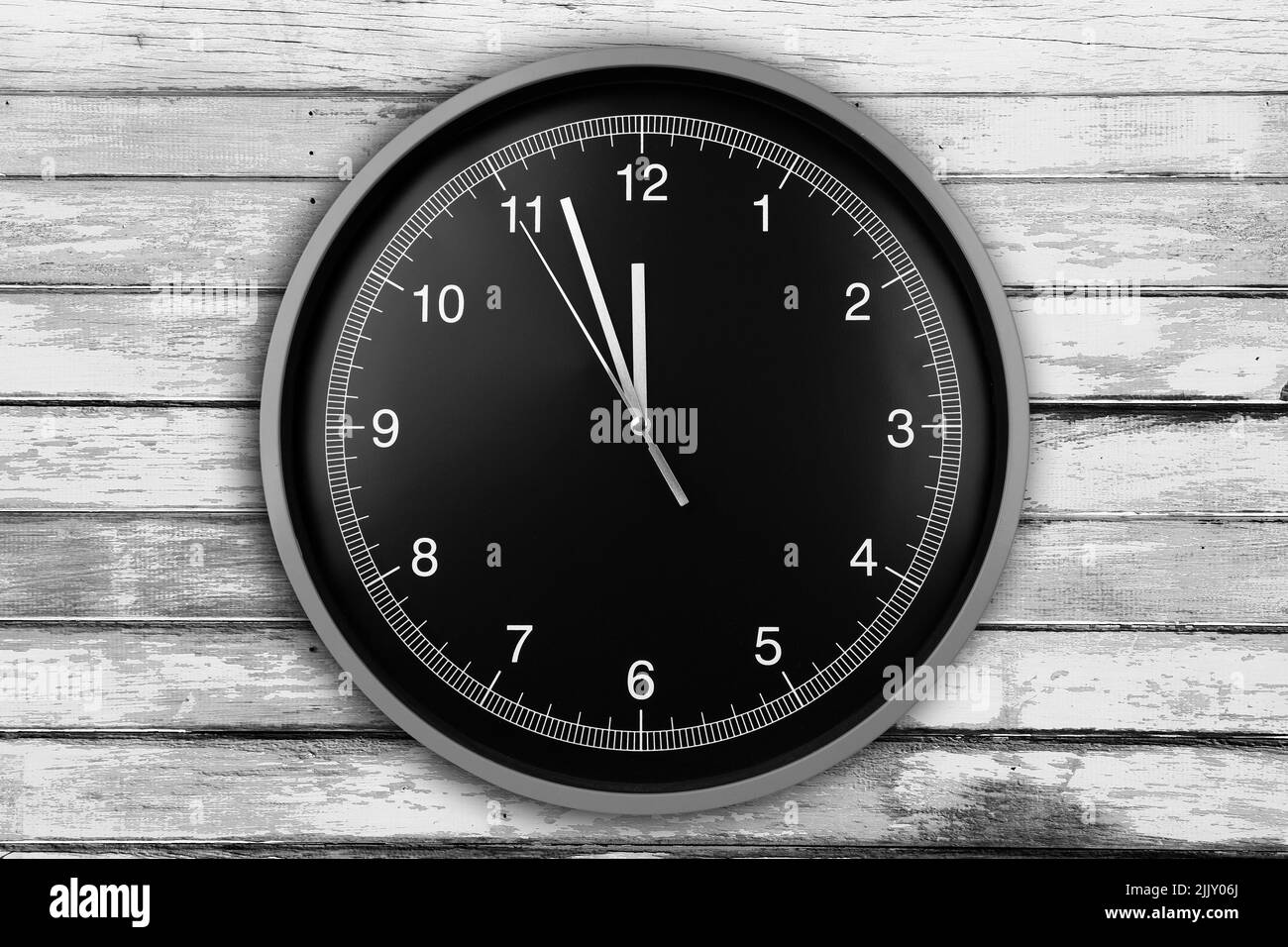 Wall clock on wood background Stock Photo