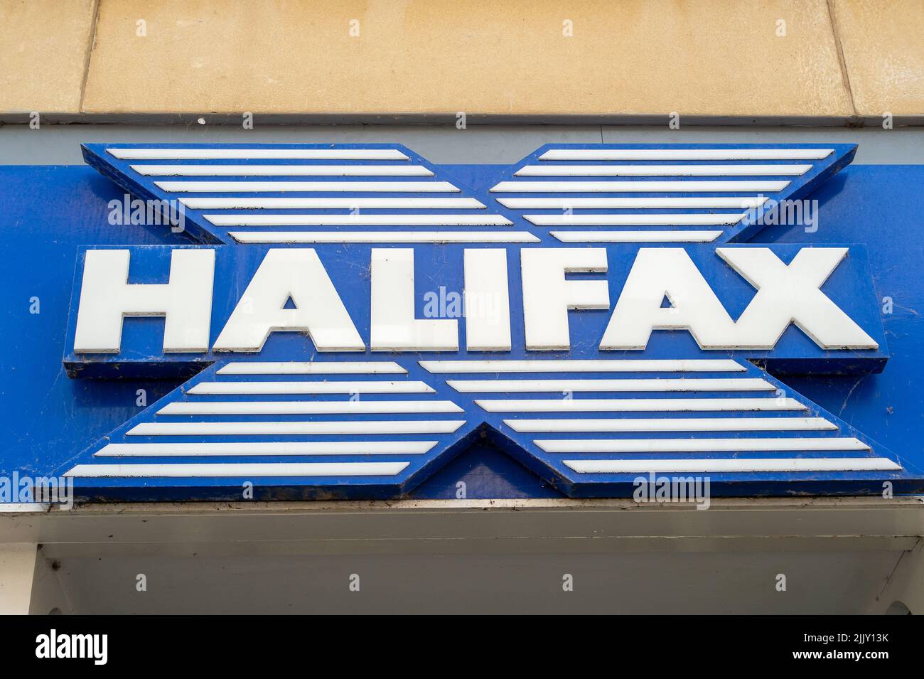 Windsor, Berkshire, UK. 28th July, 2022. The Halifax Building Society Branch in Windsor is to close permanently on 6th December 2022.  Recently Lloyds Bank, Nat West and Metro Bank have all closed their branches in Windsor. Credit: Maureen McLean/Alamy Live News Stock Photo