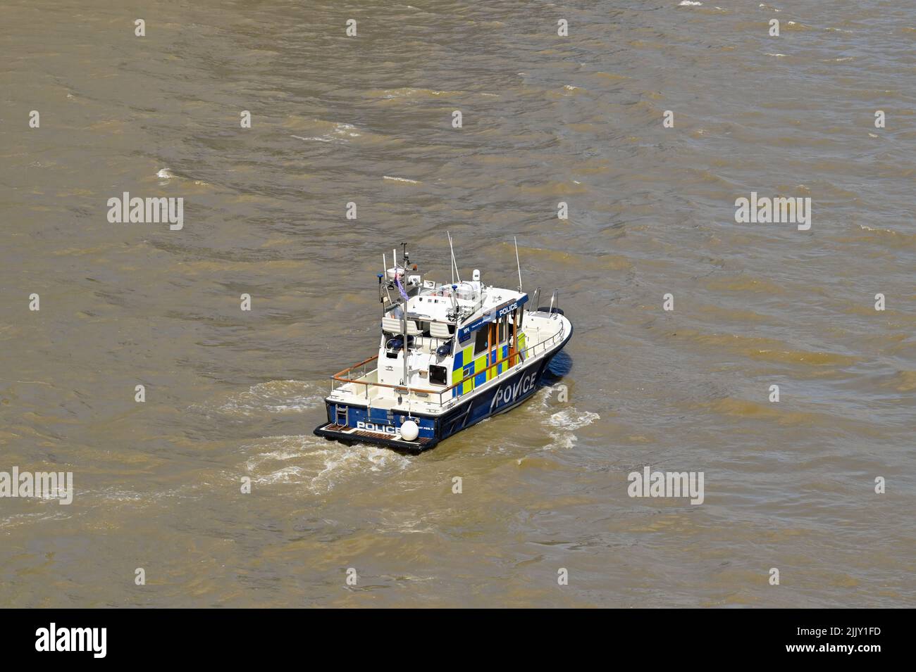 London, UK - June 2022: Police patrol boat on the River Thames in the centre of London Stock Photo