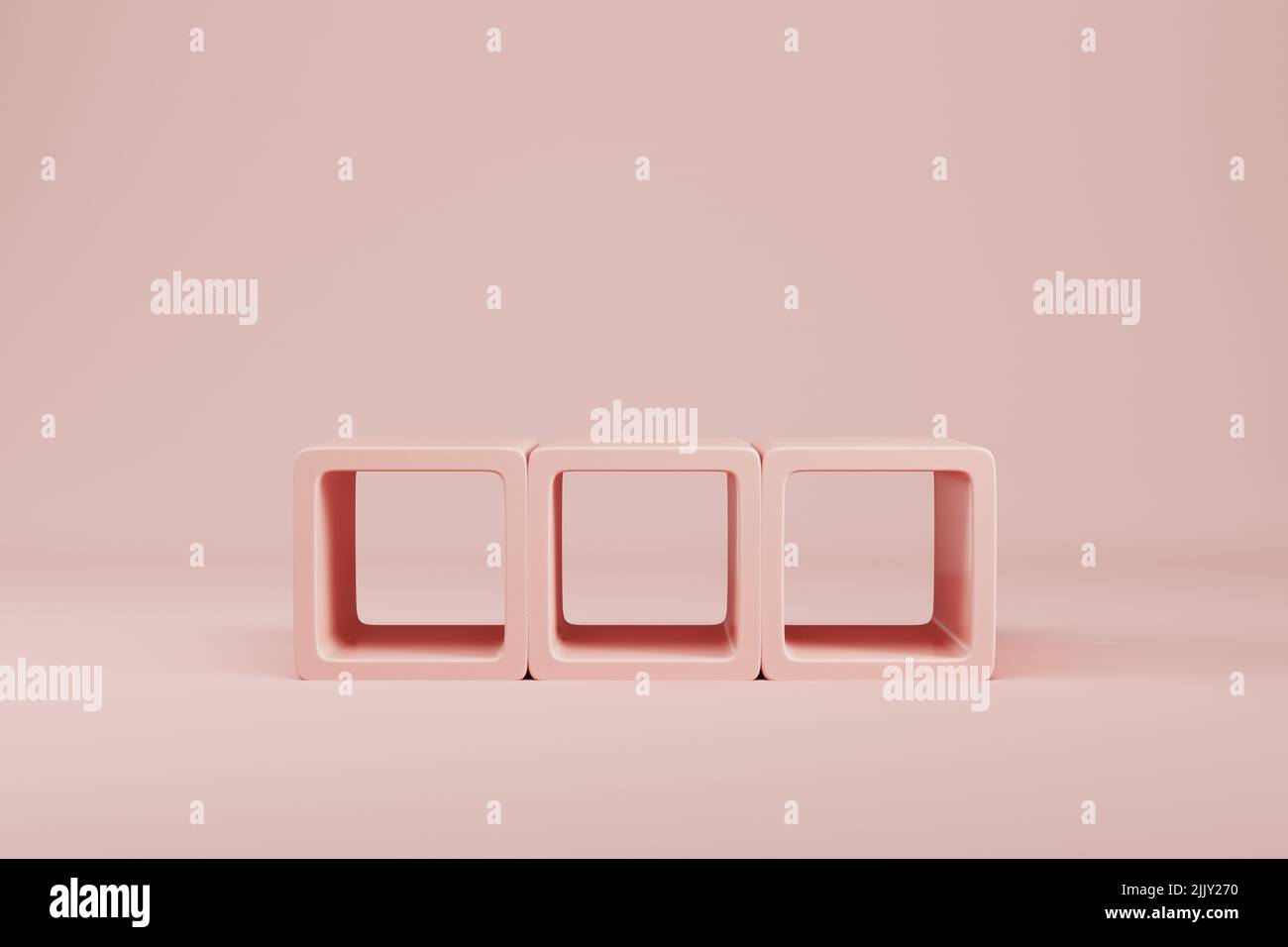 Cream pink color boxes on pastel background for product display. 3d ...
