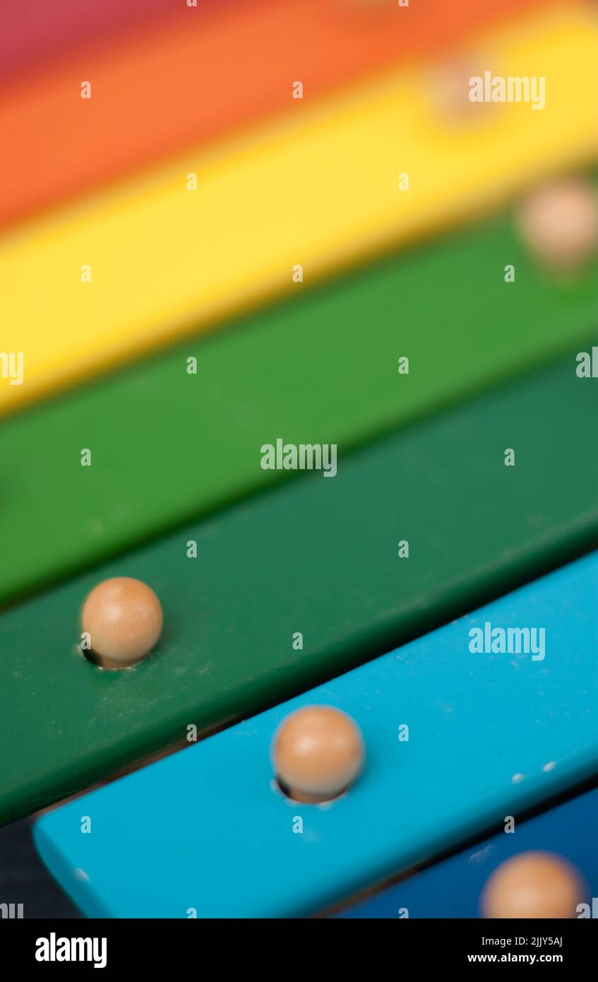 Detail of a colorful xylophone made of wood Stock Photo Alamy