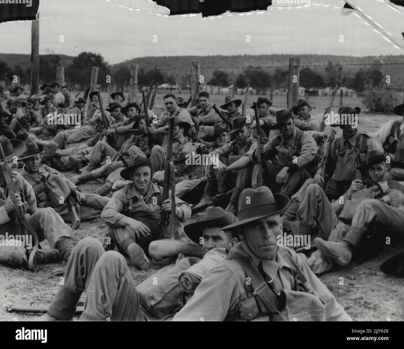 Engineers the laziest for the march resting on ***** Tenneth today. August 26, 1940. Stock Photo