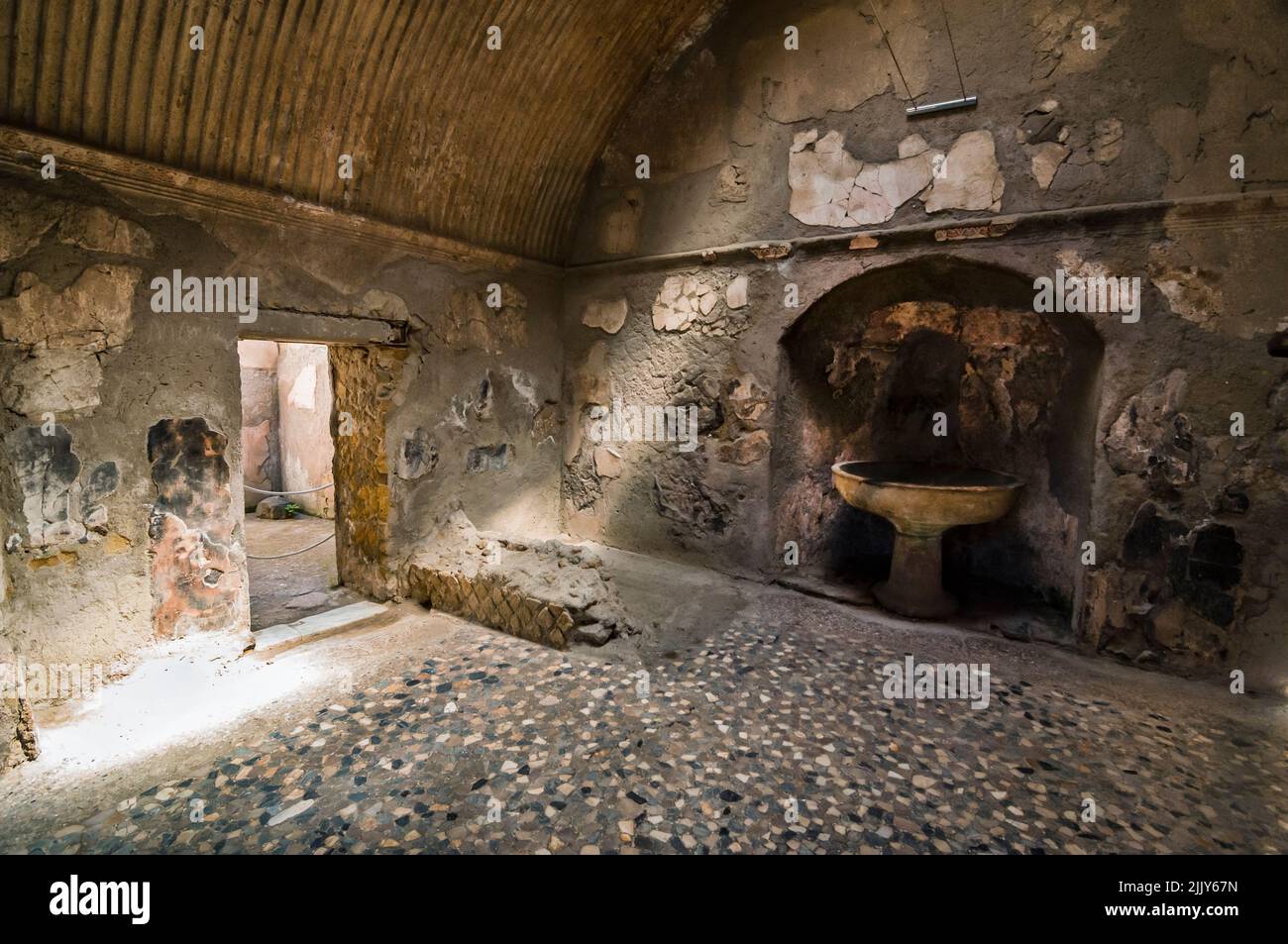 view of the Herculaneum excavation, Naples, Italy Stock Photo
