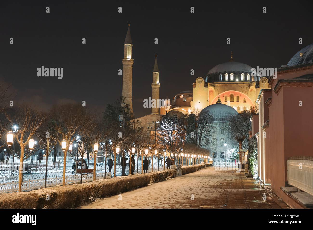 Ayasofya Mosque or Hagia Sophia in winter at night. Travel to Istanbul ...