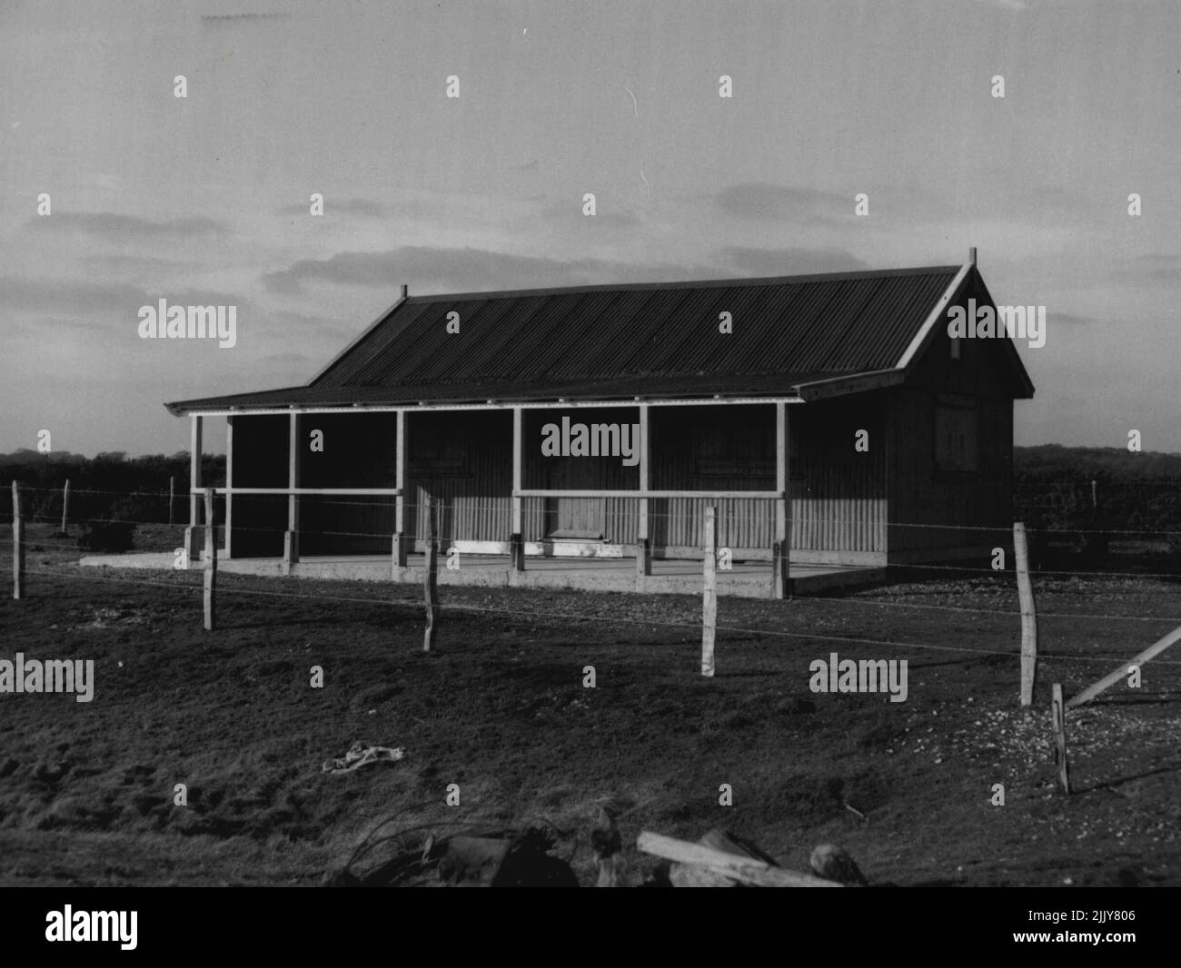 Chalet In Montagu Case -- This two roomed chalet belonging to Lord Montagu of Beaulieu at Warren Beach, near Beaulieu, was mentioned today at the ***** Magistrates Court. It is alleged that in the chalet ***** Montagu of Beaulieu committed a serious offence with a ***** year old boy scout. At the same time, it is alleged, that Montagu's friend, Kenneth Hume also committed a serious offence with another boy scout. November 17, 1953. (Photo by Daily Express Picture). Stock Photo