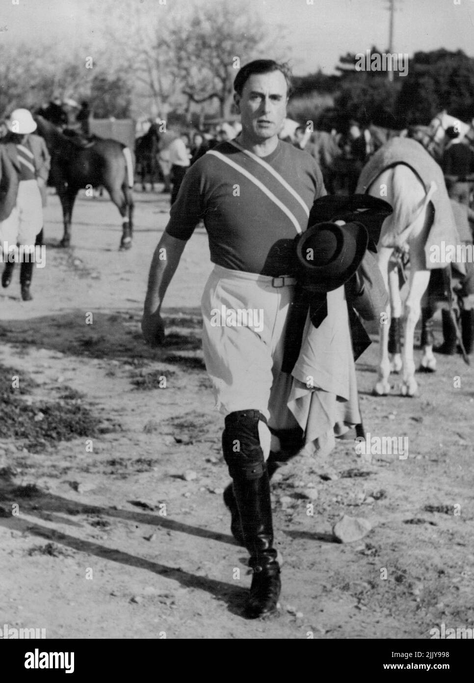 lo Ground in Malta. Mediterranean Fleet to a 3-2 victory over the United Services Sports Club for the ***** Cawnpore Cup. It was the first time that the trophy had been contested in Malta. It was presented to the Cawnpore Polo Club India, in 1901. In 1948, with Polo declining in India. The donor, Sir Robert Menzies, suggested that Malta, where polo is still prominent as a sport, should be the new home for the cup. Mountbatten, a keen polo player, quitting the field after leading the Mediterranean Fleet to victory over the United Services team. August 4, 1955. (Photo by Associated Press Photo). Stock Photo