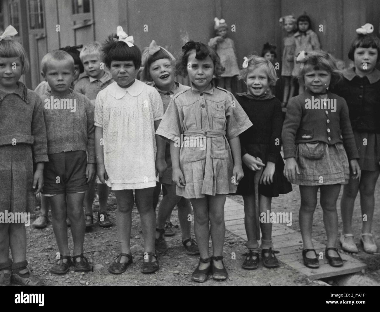 Polish Children In New Zealand -- These children were displaced from their homes in Poland by the war. After enduring great hardships they secured refuge in Iran and subsequently came to New Zealand. This series of Photographs shows something of their temporary home at Pahiatua, North Island. December 28, 1949. (Photo by New Zealand Department Of Internal Affairs). Stock Photo