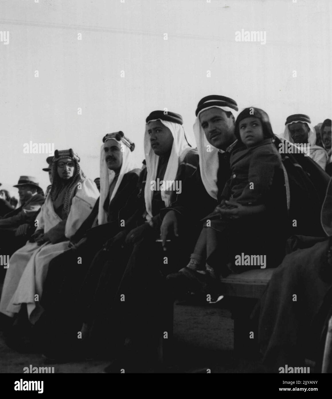 Bedouin Dance In Kuwait. Official party and relatives of Emir watch