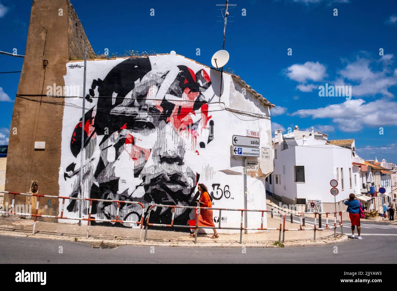 Colorful street art in Lagos, Portugal Stock Photo