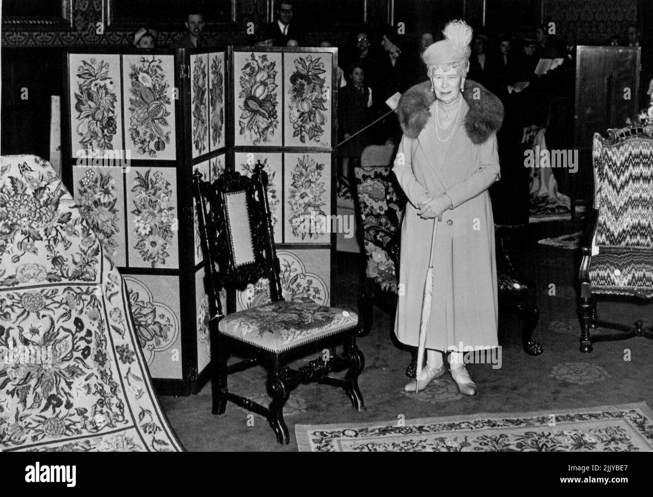 Queen Mary Opens Needlework Exhibition, Royal School, At St. James