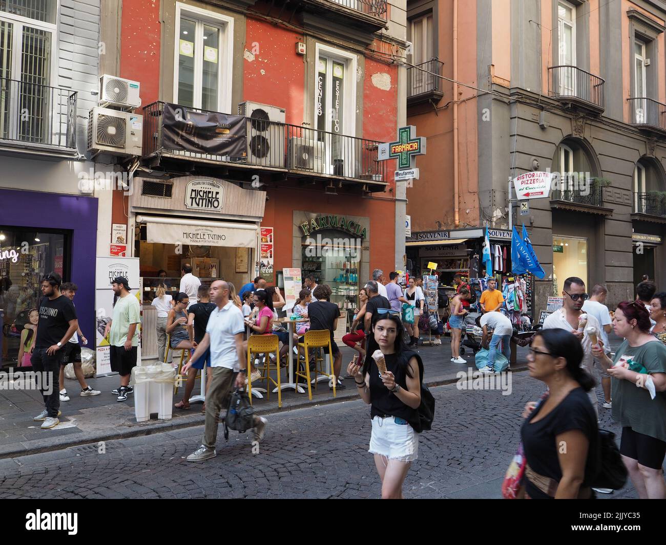 Lively street scene in the city center of Naples, Campania, Italy Stock Photo