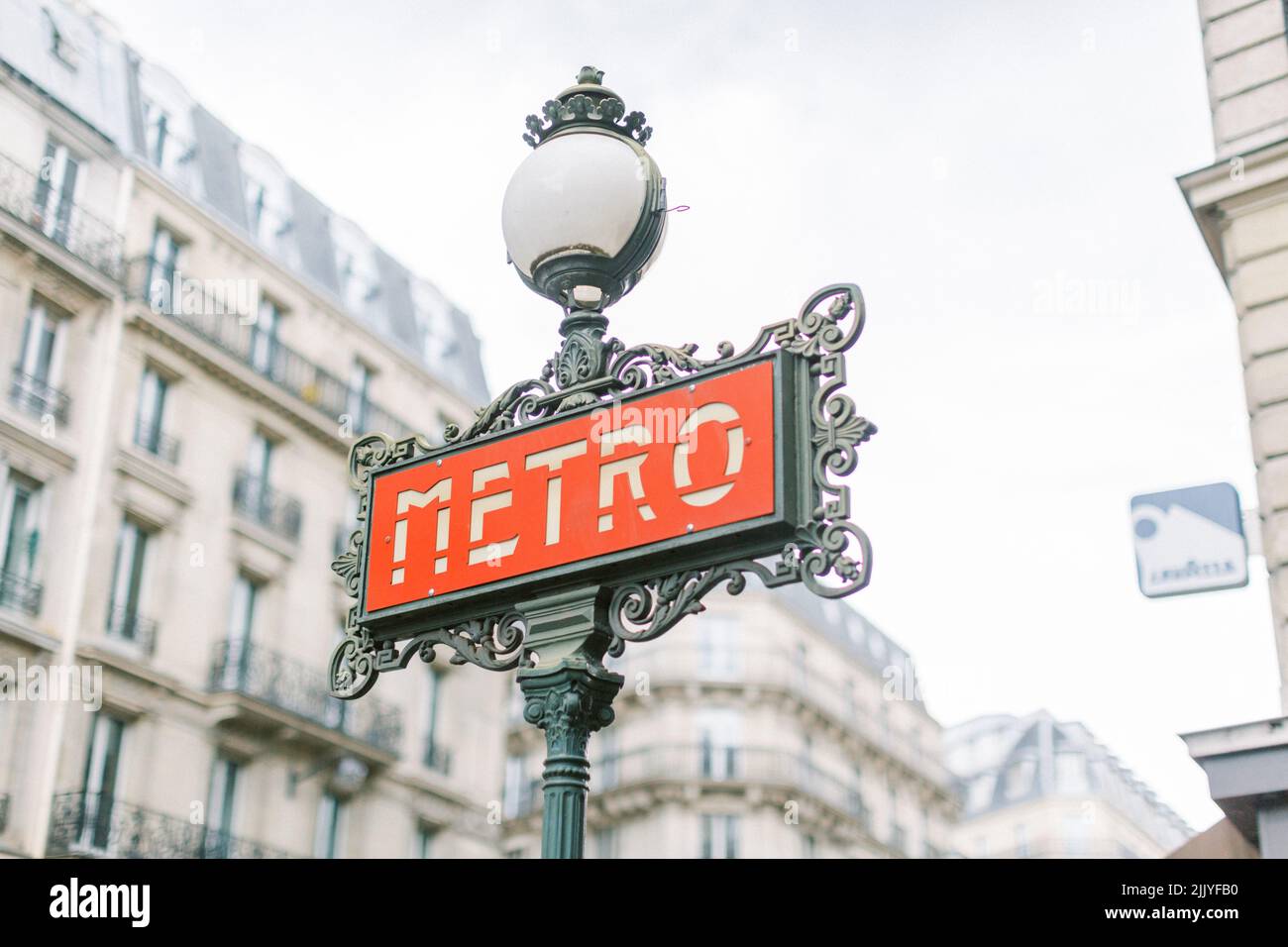 Art deco metro sign in Paris, France Stock Photo