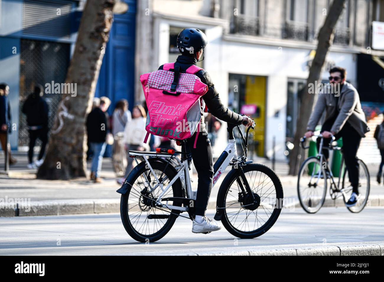 Flink Rider A deliver for Flink on his bike (bicyle). Illustration of delivers for ...