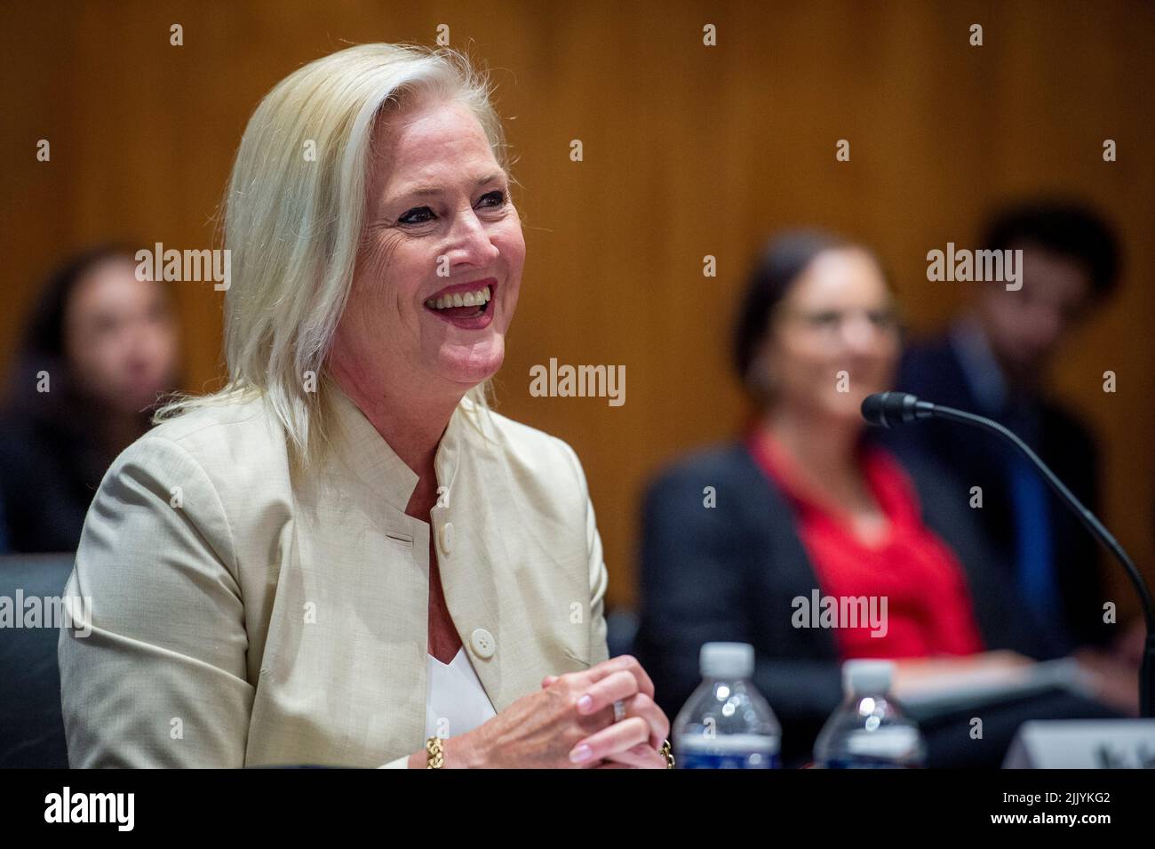 Washington, Vereinigte Staaten. 28th July, 2022. Angela Price Aggeler appears before a Senate Committee on Foreign Relations hearing for her nomination to be Ambassador to the Republic of North Macedonia, in the Dirksen Senate Office Building in Washington, DC, Thursday, July 28, 2022. Credit: Rod Lamkey/CNP/dpa/Alamy Live News Stock Photo