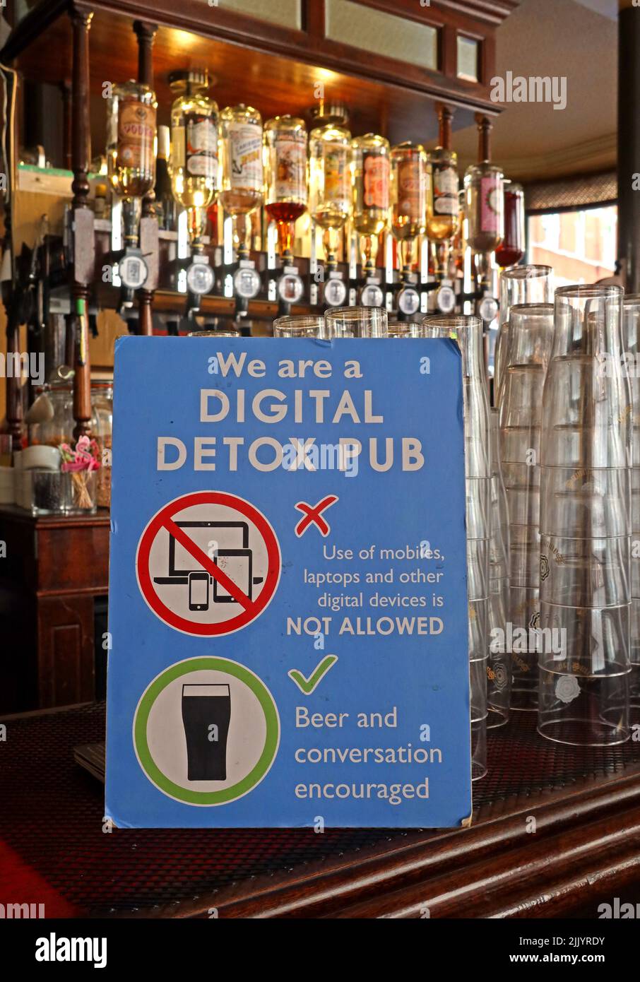 We are a digital detox pub, Digital detox at the White Horse Soho, 45 Rupert St, SOHO, London, England, UK, W1D 7PG Stock Photo