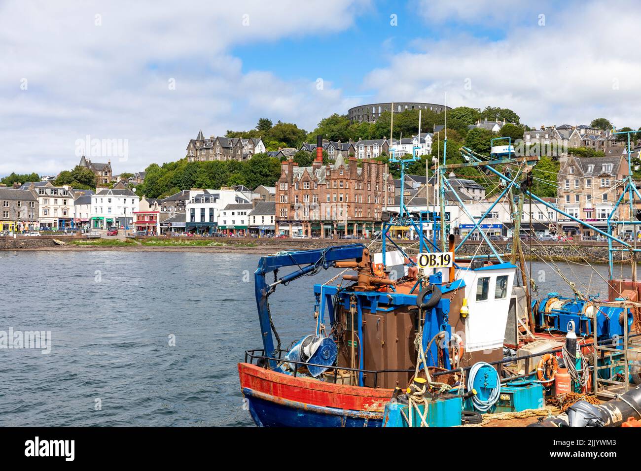 Oban port with fishing boat trawler, West coast of Scotland,UK,sunny day in summer 2022 Stock Photo