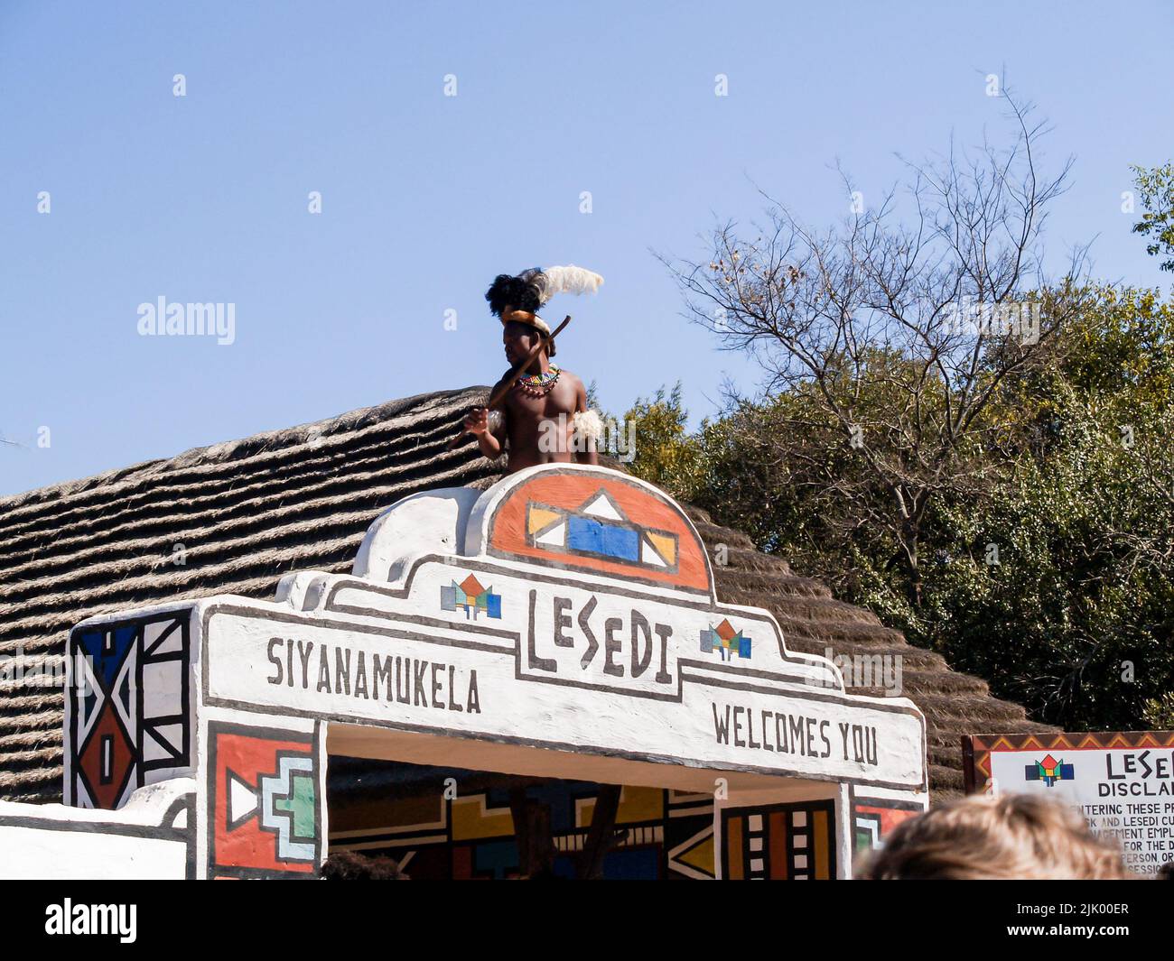 South Africa - August 13 2007; Entrance signage to Lesedi Cultural village in South Africa Stock Photo
