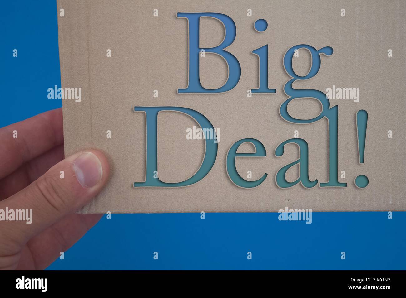 Big Deal word with cardboard box. Brown folded cardbox Stock Photo Alamy