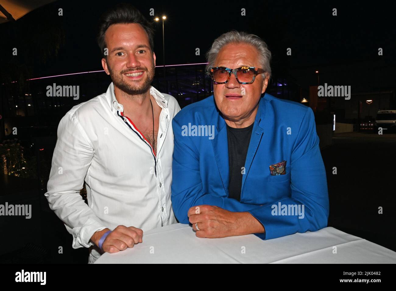 Munich, Germany. 28th July, 2022. Actor Michael Brandner and his son