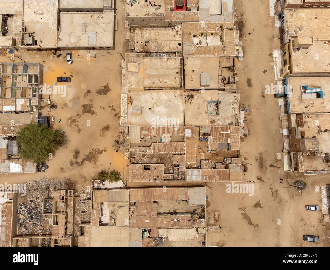 Aerial view of a typical block of houses in Nouakchott, Mauritania