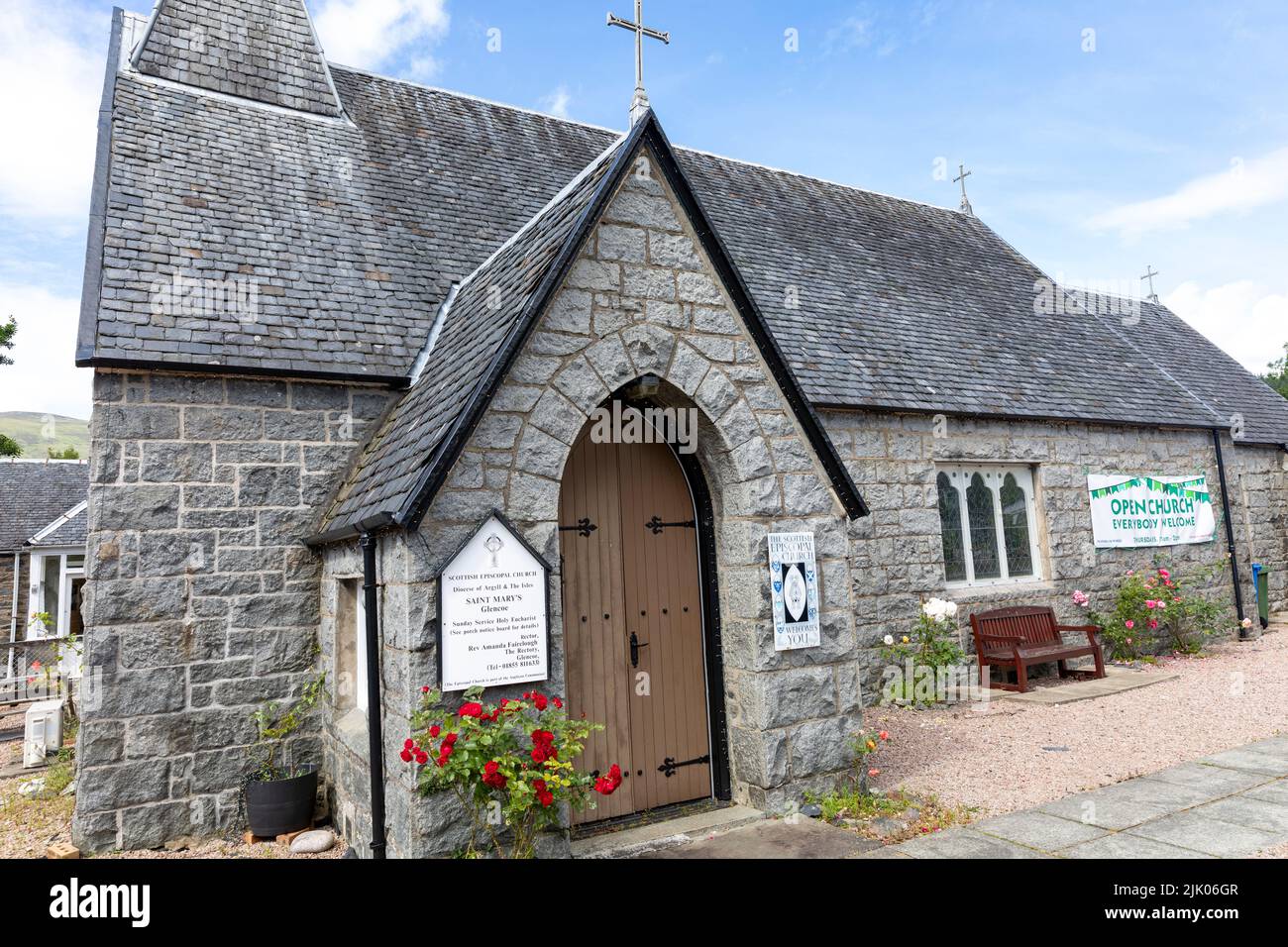 St Marys episcopal church in Glen Coe village, Argyll, Highlands,Scotland,Uk in summer 2022 Stock Photo