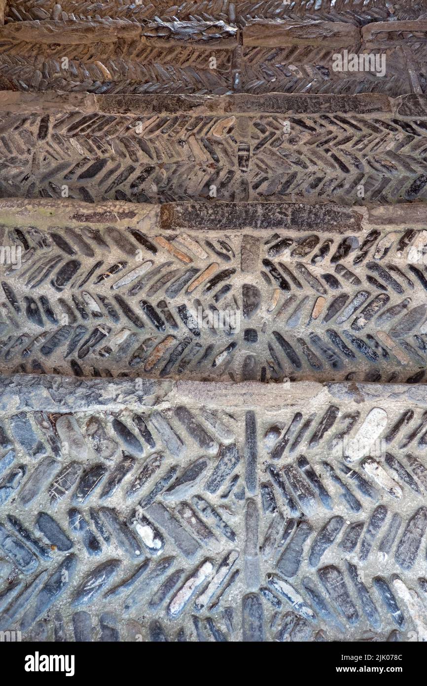 Ancient brickwork pattern, paving design Stock Photo