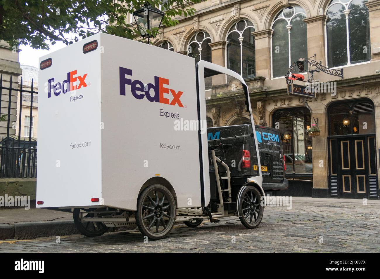 A FedEx EAV cargo vehicle in the streets of Edinburgh Stock Photo