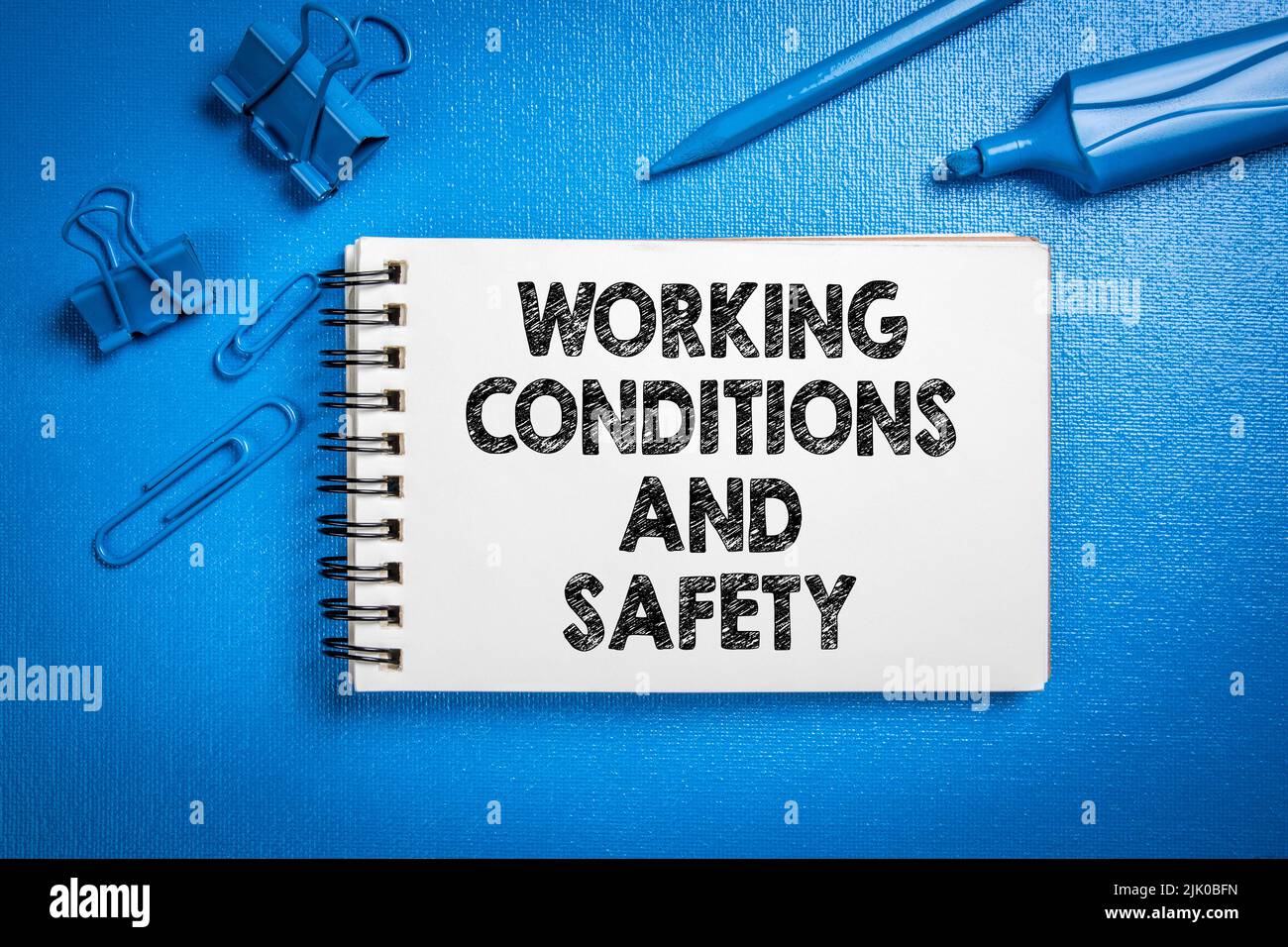 Working conditions and safety. Abstract office desk. Stock Photo