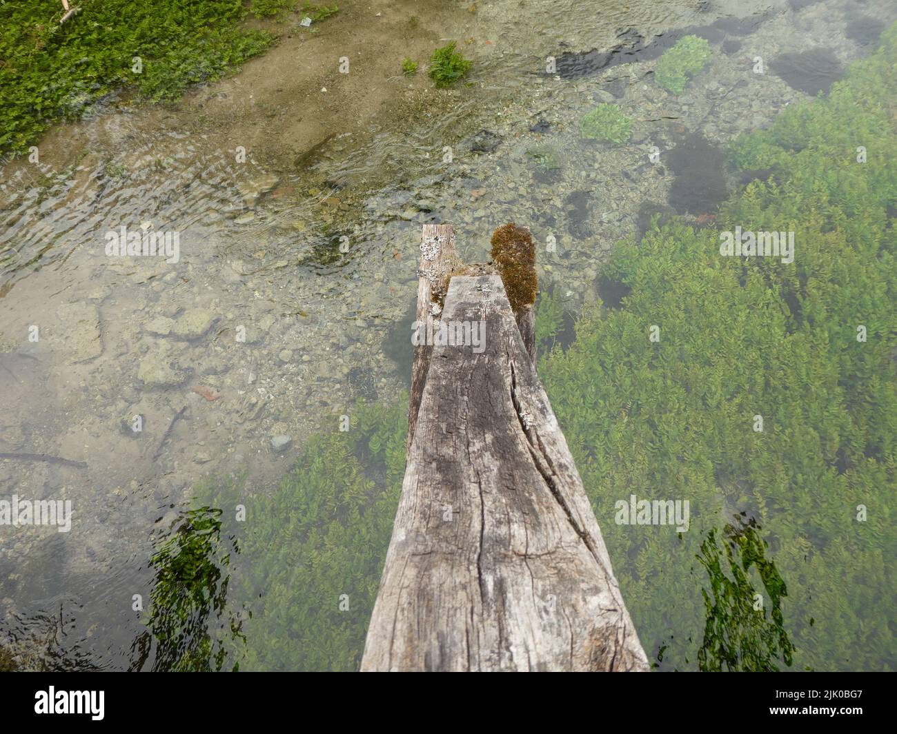 Scenic view of flowing creek from above Stock Photo