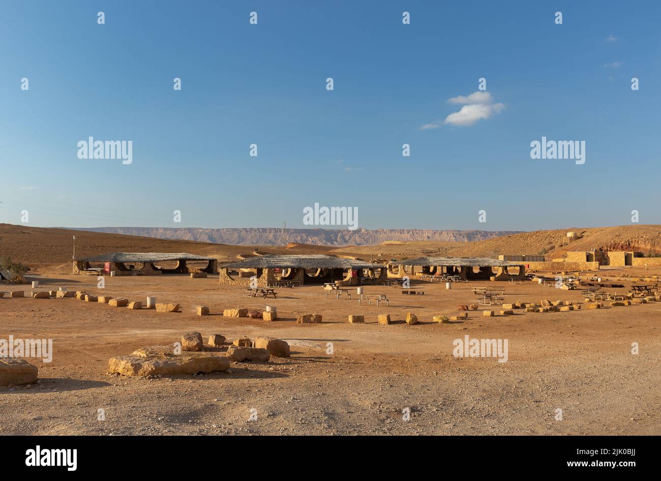 camping in the Negev desert crater Mitzpe Ramon Israel Stock Photo
