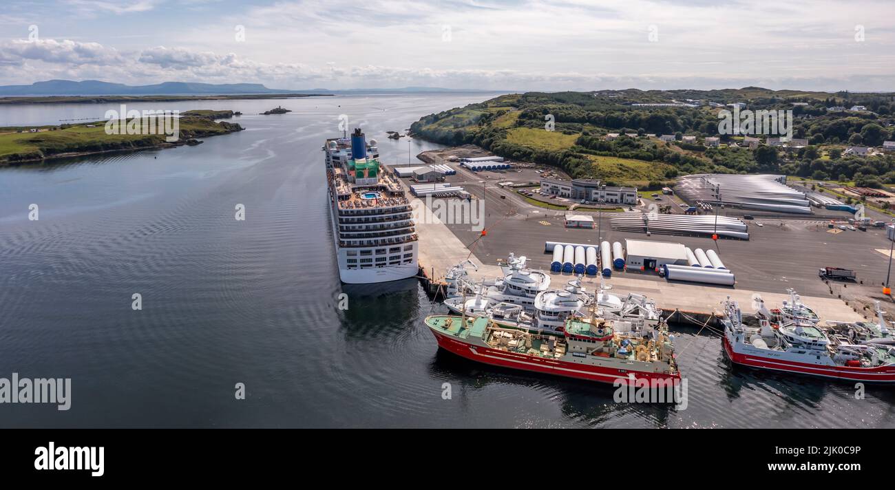 KILLYBEGS, IRELAND - JULY 22 2022: MS Arcadia is a cruise ship in the P and O Cruises fleet visiting Killybegs the first time. Stock Photo