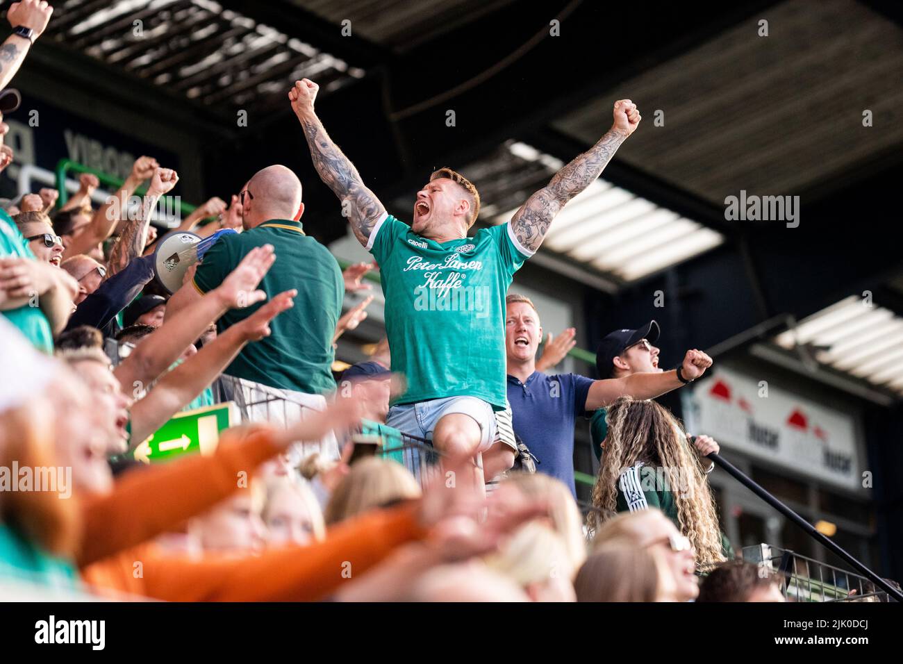 Denmark. 28th July, 2022. Football fans of FF seen on