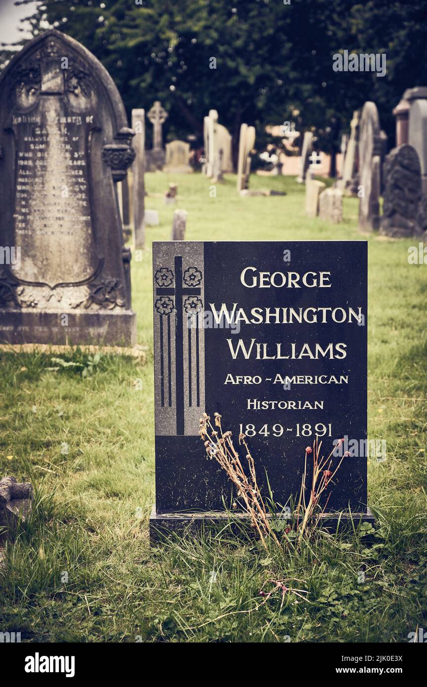 Grave of Afro-American historian George Washington Williams in Layton cemetery,Blackpool,UK Stock Photo