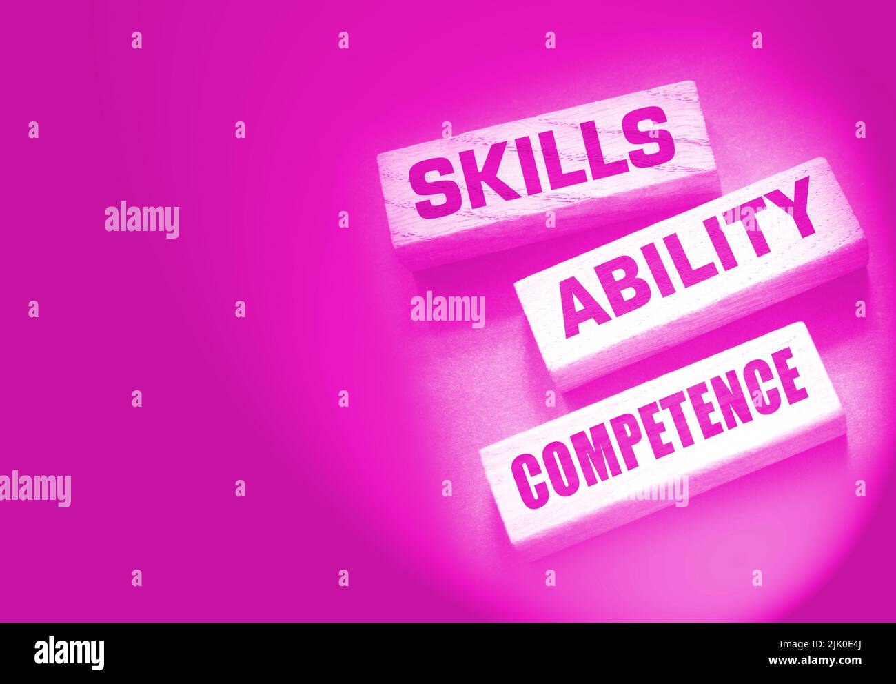 Skills ability competence words in wooden blocks concept. Career and