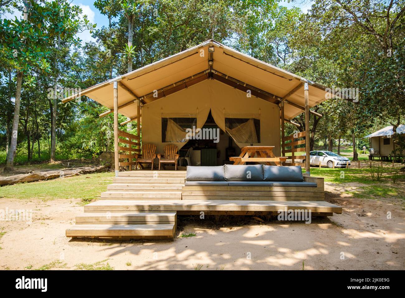 Budget Safari tent in South Africa for family vacations in nature , Safari tented camp in green