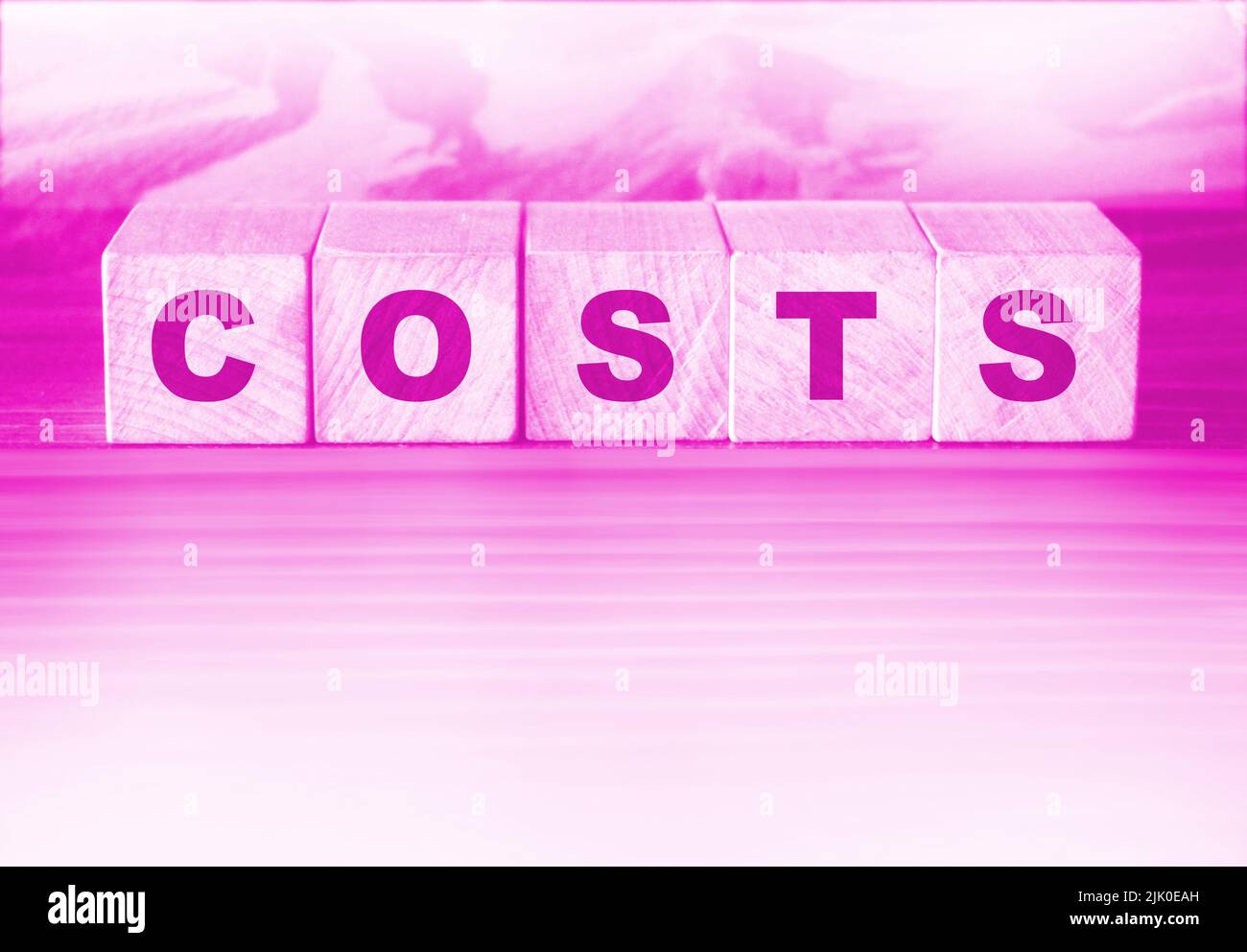 Cost, expense or company profit and loss concept, cube wooden block