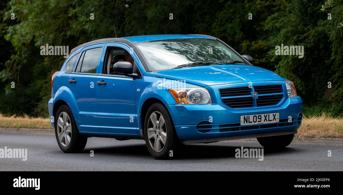 2009 1798cc blue Dodge Caliber hatchback Stock Photo
