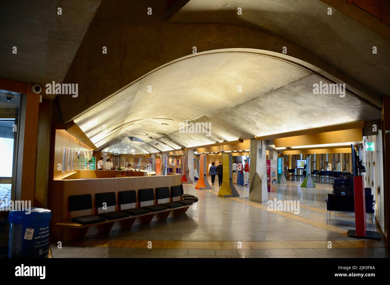 scottish parliament building interior exterior and with police edinburgh royal mile scotland in summer 2022 UK Stock Photo