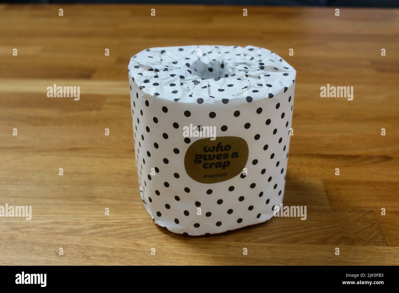 a roll of who gives a crap toilet paper england uk Stock Photo Alamy