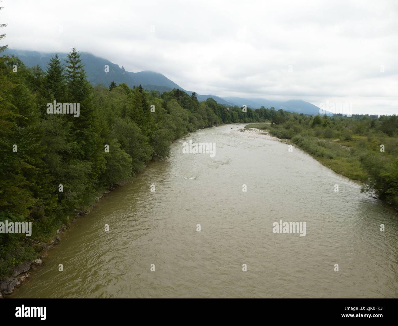Scenic view of Isar near Lenggries Stock Photo