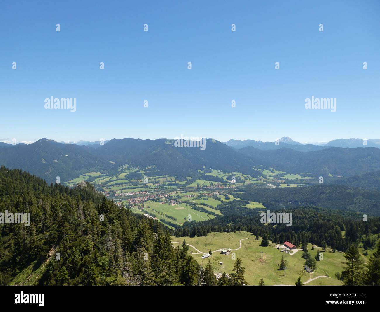 Panoramic view from Brauneck in summer Stock Photo