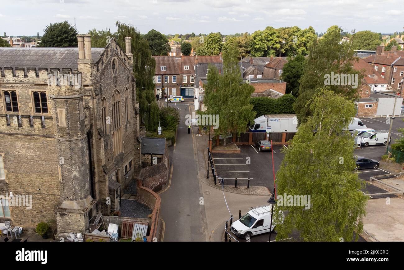 Aerial view of the scene on Fountain Lane in Boston after a nineyear