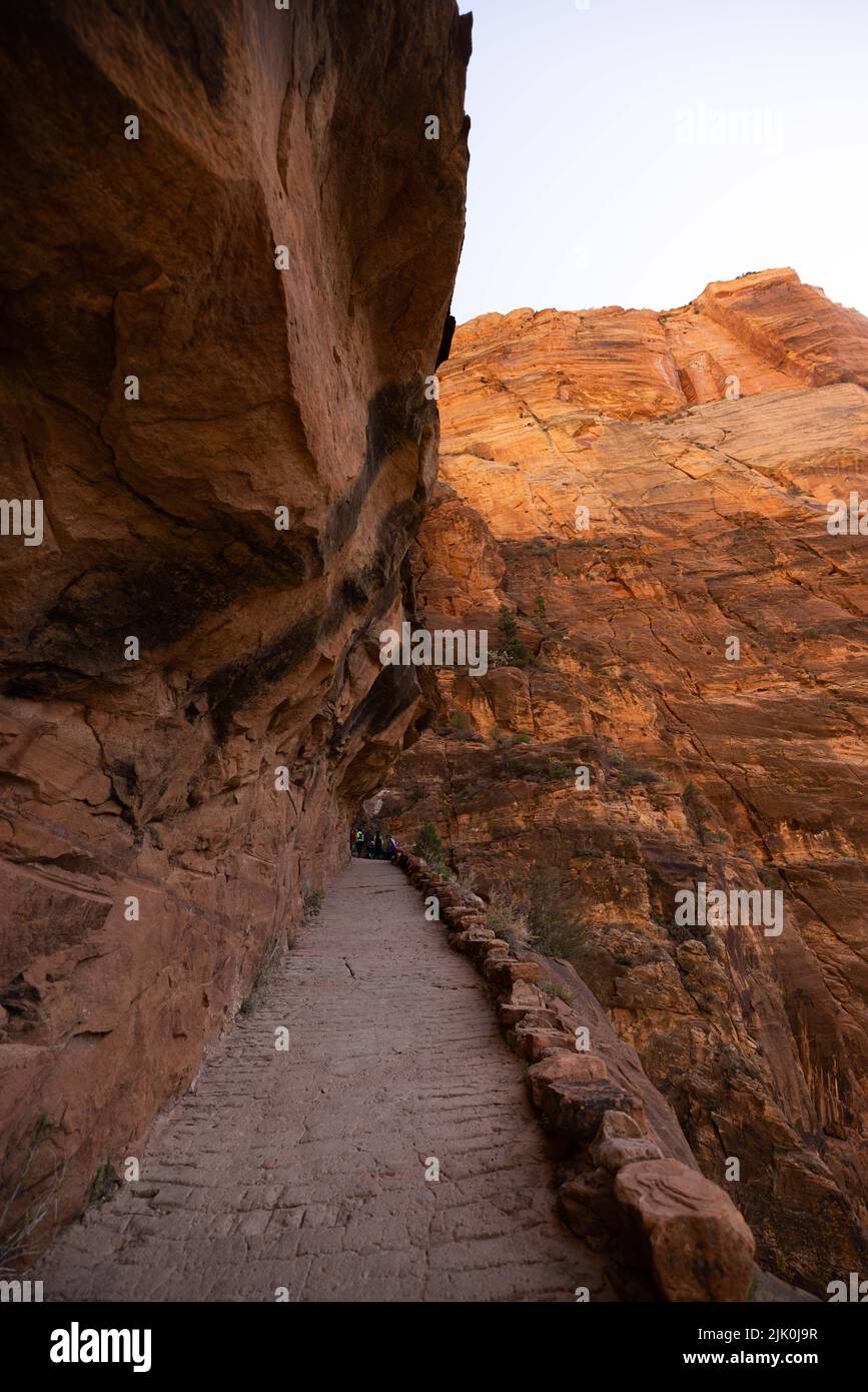 a vertical shot of colorful rock canyon geological formations at Angels