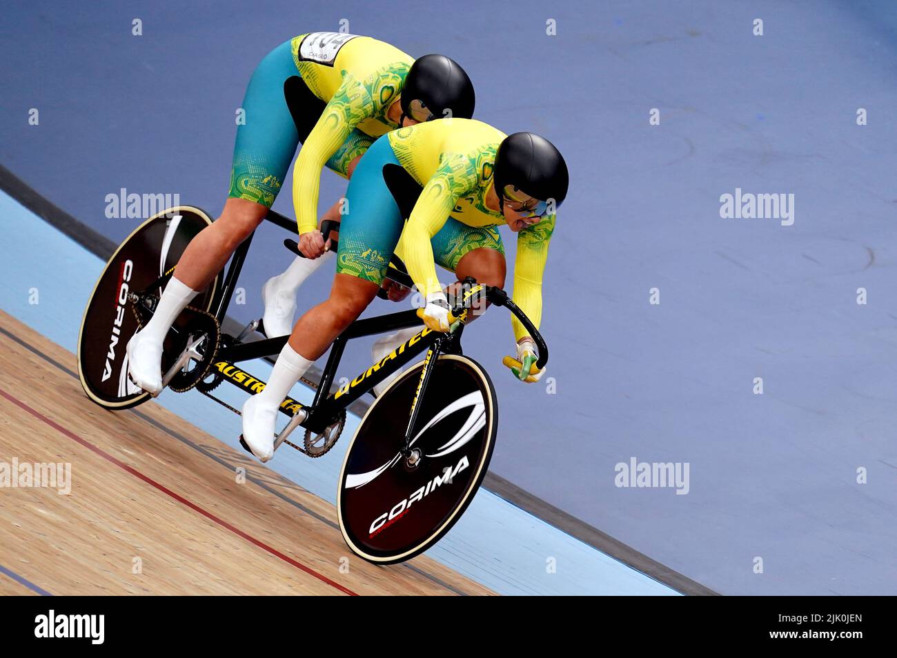 Australia's Jessica Gallagher and Pilot Caitlin Ward in action during the Women's Tandem B