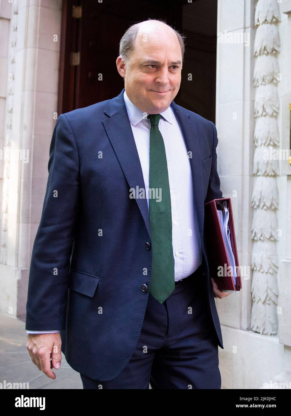 London ,United Kingdom  -29/07/2022. Defence Secretary Ben Wallace leaves 4 Millbank after doing TV interviews in Central London. Mr Wallace has cubic Stock Photo