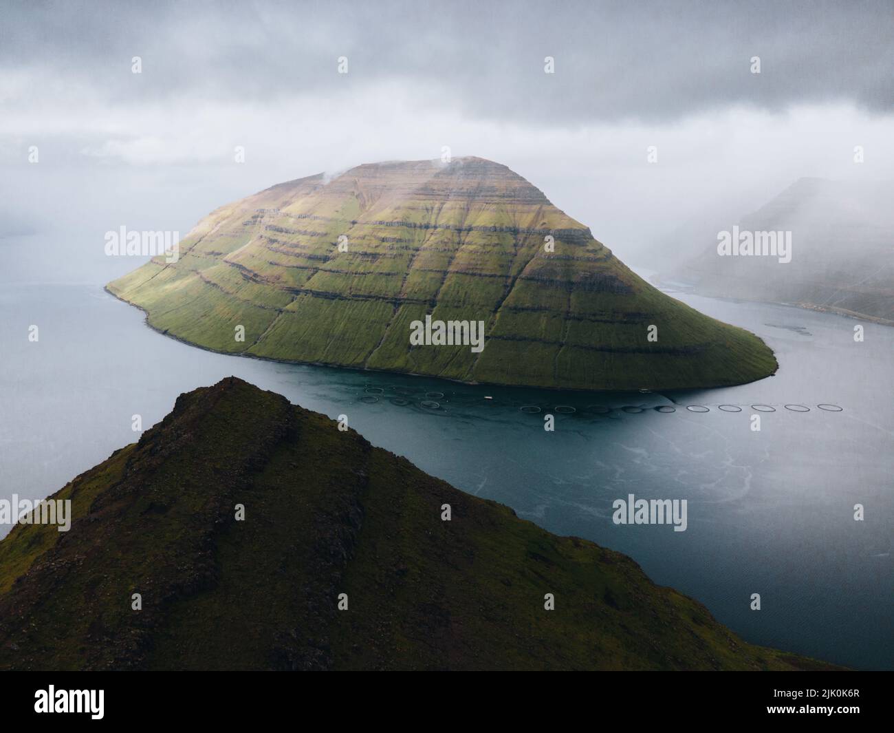 Views of Kunoy from Klakkur in Faroe Islands Stock Photo