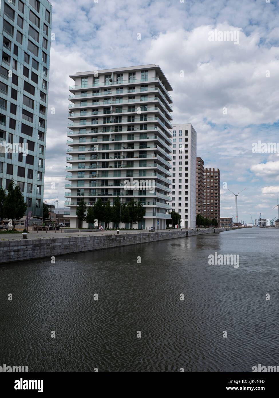 Antwerp, Belgium, 02 July 2022, apartment buildings at the Kattendijkdok in Antwerp Stock Photo