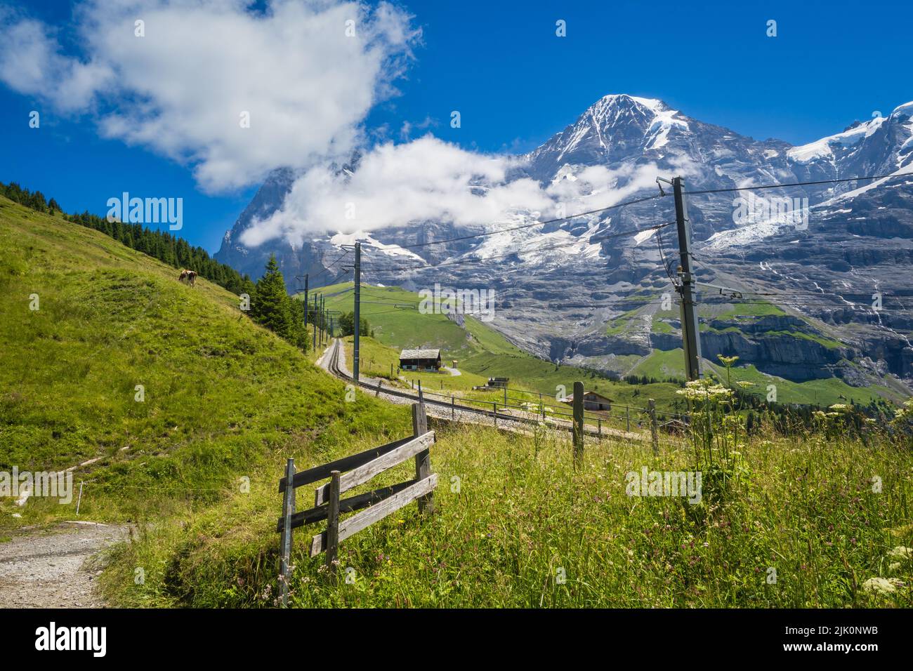 Hiling to Wengen from Kleine Scheidegg in the Berneses Oberland of ...