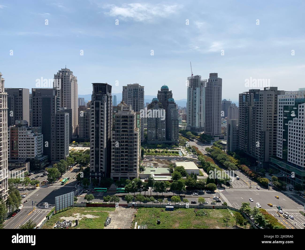 A high angle shot of skyscrapers on a sunny day in Taichung, Taiwan ...